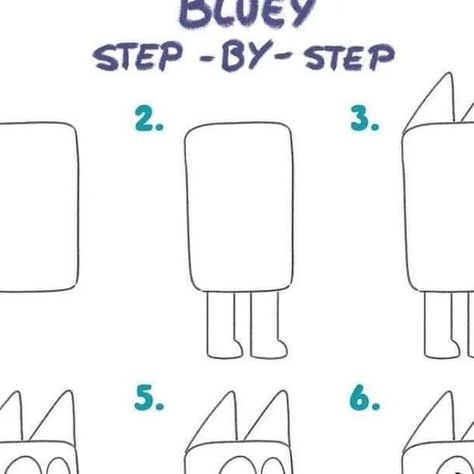 How To Draw Bandit Bluey, Diy Bluey Cookies, Draw Bluey Easy, Bluey And Bingo Drawing, Bluey Drawings Easy, How To Draw Bluey And Bingo Step By Step, Bluey Chalk Art, Bluey Painting Ideas, Easy To Draw Cartoon Characters