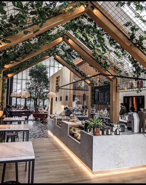 Wood Plants, Outdoor Restaurant Patio, Greenhouse Cafe, Restaurant Bar Design, Farm Restaurant, Outdoor Restaurant Design, Bakery Design Interior, Coffee Shop Interior Design, Cafe Shop Design