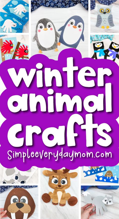 If you're looking for some fun winter animal crafts for kids to make, check out all of these easy ideas! These projects all come with free printable templates and are great for preschool, kindergarten, and elementary children! Spend a cozy day inside and make these crafts! Fun January Crafts For Kids, January Crafts For Kids Preschool Easy, Winter Craft Elementary, Winter Crafts Kindergarten Art Projects, Winter Projects For Kindergarten, Christmas Animal Crafts, Arctic Animals Kindergarten Activities, Kindergarten Winter Crafts Easy, Winter Animal Art For Toddlers