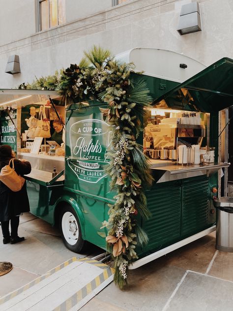 Coffee Vans Mobile, Sprinter Van Coffee Truck, Vintage Coffee Truck, Coffee Trailer Aesthetic, Boho Food Truck, Aesthetic Coffee Cart, Food Truck With Seating, Food Truck Cafe, Foodtrucks Ideas Design