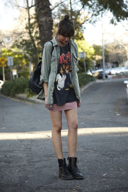 AC/DC shirt Neo Grunge, Moda Grunge, Vestiti Edgy, Look Grunge, 2014 Fashion Trends, Tokyo Street Fashion, Hipster Grunge, Estilo Grunge, Estilo Rock