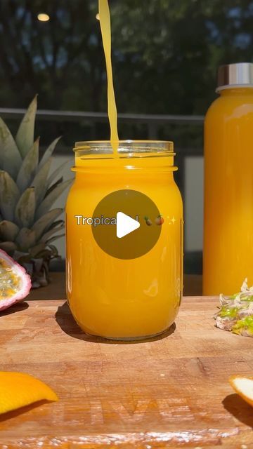 Modesto Joseph Garcia on Instagram: "Tropical OJ 🍍🍊✨

(Save 10% on this juicer & find my recipe ebook by clicking the link in my bio) 

My friends @iheartfruitbox sent me a box of passion fruit (my favorite fruit 👀) directly from their farm so I had to make some tropical OJ of course 🍊⚡️ This is one of the few passion fruit juice recipes I’ve experimented with & can honestly say this is one of my favorite juice recipes of all time 💛 Tastes like a sweet tropical orange juice with hints of sweet & sour passion fruit 🔥 This juice is going to boost the immune system & support healthier skin ✨

Ingredients: (yields roughly 1 liter of juice!) 
1 ripe pineapple
7 valencia oranges 
4-5 passion fruits

#growyourown #orangejuice #oj #tropicaljuice #tropicalfruit #passionfruit #pineapple #immun Tropical Fruit Juice, Passion Juice, Fruit Juice Recipes, Ripe Pineapple, Passion Fruit Juice, Tropical Orange, Valencia Orange, Skin Ingredients, Healthier Skin