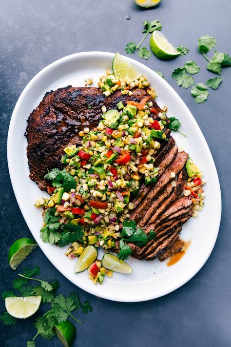 Flank Steak with Corn Salsa Enchilada Crockpot, Meatloaf Healthy, Sushi Stacks, Spiralized Cucumber, Greek Tortellini, Quinoa Enchilada, Salad Mediterranean, Unstuffed Peppers, Side Dish Ideas