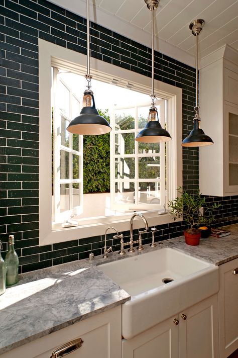 Kitchen White Brick, Painted Brick Backsplash, White Brick Tiles, Brick Backsplash Kitchen, Spec House, Glazed Brick, Rustic Kitchen Cabinets, Brick Tile, Basement Kitchen