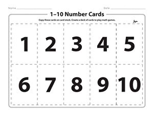 Print these handy number cards on card stock and use them to practice number recognition and basic facts. For a fun twist, cards can be used to play Addition Number Grab, a variation of War! #educationdotcom Number Cards 0-9 Free Printable, Number Cards 1-10 Printable Free, Kindergarten Math Lesson Plans, 10 Number, Teacher Helper, Math Number Sense, 1st Grade Math Worksheets, Math Lesson Plans, School Information