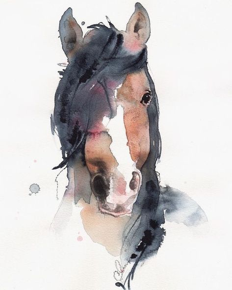 Watercolor horse. This original painting is now for sale. I’ve had some serious issues with parting with some of my favourites, but would… Painting Horses, Watercolor Horse Painting, Watercolor Paintings Of Animals, Art Horse, Watercolor Pet Portraits, Horse Wall Art, Horse Drawing, Seni Cat Air, Horse Drawings