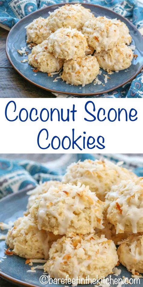 Coconut Scone Cookies Scone Cookies, 2023 Desserts, 2024 Cookies, Coconut Treats, Coconut Scones, Coconut Cookies Recipes, Raspberry Scones, Hp Sauce, Scones Recipe Easy