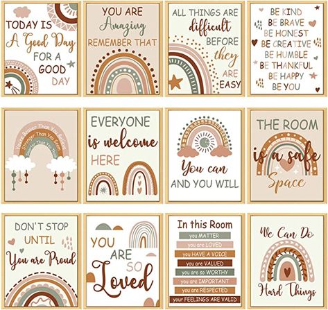 Size: 11x14 Bring Students Encouragement: These Boho Rainbow Nursery Decors Are Printed With Different Inspirational Phrases, You Can Display Them On The Wall In Classroom To Create An Inspiring Learning Environment, Bringing Students Encouragement And Motivation Classroom Decor Boho, Poster For Classroom, Wall Art Girls Bedroom, Teaching Classroom Decor, Rainbow Classroom Decor, Boho Rainbow Nursery, Boho Rainbow Classroom, Infant Classroom, Rainbow Classroom