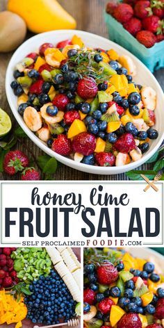 Honey Lime Fruit Salad, Lime Fruit Salad, Pizza Fruit, Ambrosia Fruit Salad, Easy Fruit Salad Recipes, Lime Fruit, Best Fruit Salad, Dressing For Fruit Salad, Honey Lime Dressing