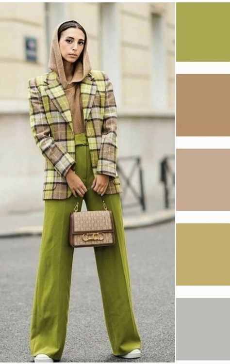 Apple Green Outfit, Outfits Con Color Verde, Fashion Color Combos, Outfit Color Combinations, Outfit Color Combos, Contrast Outfit, Informal Attire, Ținute Business Casual, Paint Color Combos