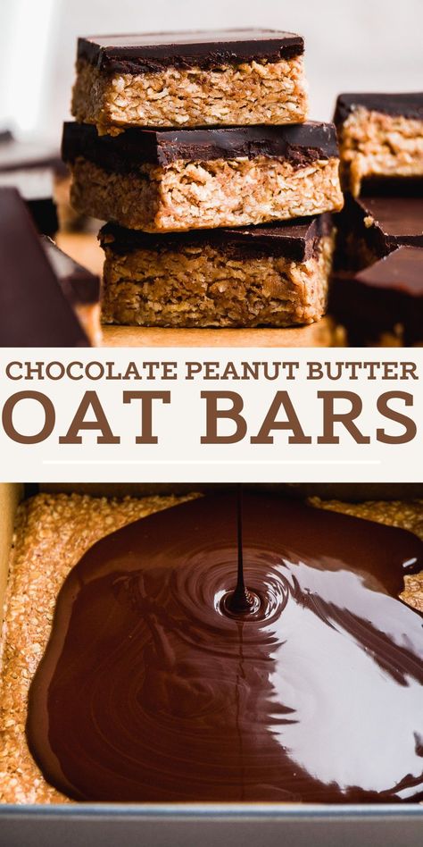 Daycare Recipes, Chocolate Peanut Butter Oatmeal Bars, Chocolate Oat Bars, Chocolate Peanut Butter Oatmeal, Peanut Butter Oat Bars, Oatmeal Bars Recipes, Chocolate Oatmeal Bars, Kids Snack Food, Peanut Butter Oatmeal Bars