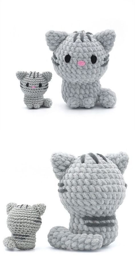 Kat Haken, Chat Crochet, Crocheted Cat, Easy Crochet Animals, Cat Crochet, Crochet Cat Pattern, Cat Amigurumi, Crochet Animals Free Patterns, Crochet Design Pattern