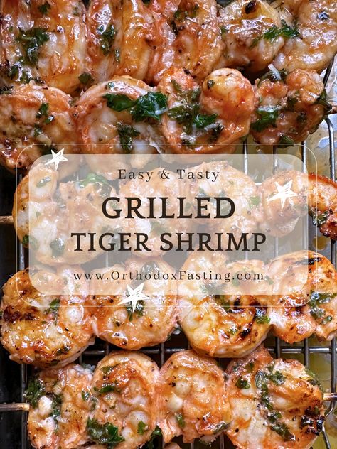 Grilled Tiger Shrimp, Tiger Shrimp Recipes, Tiger Prawn Recipe, Grilled Jumbo Shrimp, Jumbo Shrimp Recipes, Shrimp Skewer Recipes, Bbq Pork Recipes, Tiger Shrimp, Juicy Shrimp