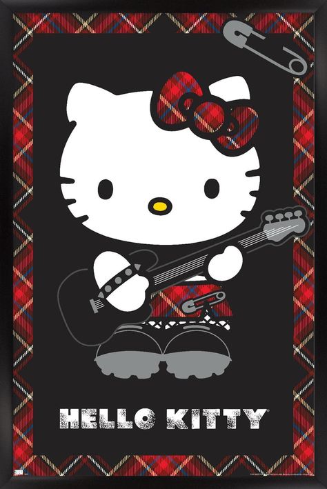 PRICES MAY VARY. THIS TRENDS HELLO KITTY - PUNK WALL POSTER uses high-resolution artwork and is printed on PhotoArt Gloss Poster Paper which enhances colors with a high-quality look and feel POSTER FRAME is a clean and modern design offered in a variety of colors to showcase the art and compliment any room decor LIGHTWEIGHT & EASY TO HANG construction allows for a quick installation of this framed poster using the attached sawtooth hanger so you can enjoy your wall art immediately PERFECT SIZE f Punk Poster, Wall Poster Prints, Barn Wood Frames, Push Pins, Trends International, Red Walls, Online Wall Art, Wall Poster, Barn Wood