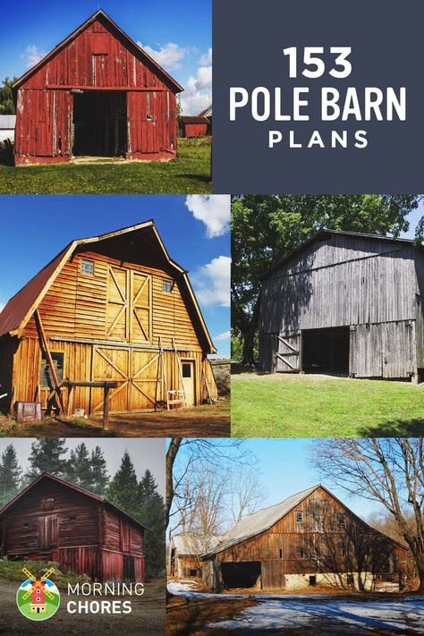 153 Free Pole Barn Plans                                                                                                                                                                                 More Diy Pole Barn, Pole Barn Kits, Pole Barn Designs, Pole Barn Plans, Pole Barn Garage, Building A Pole Barn, Pole House, Barn Houses, Barn Kits