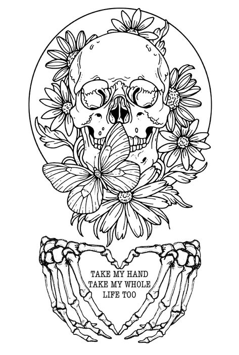 40 Tattoo, Skull Coloring, Skull Coloring Pages, Spooky Tattoos, Adult Coloring Designs, Tattoo Stencil Outline, Tattoo Design Book, Tattoo Art Drawings, Coloring Book Art