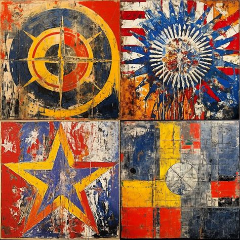 Jasper Johns Midjourney style | Stable diffusion |  AI art Encaustic Technique, Abstract Pop Art, Jasper Johns, Deep Art, Art Style Inspiration, American Art, Abstract Expressionism, Art Boards, Printmaking