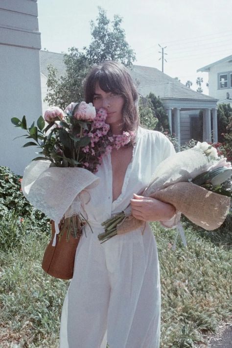 Talk To Plants, Blow Dry Hair Straight, Growing Out Fringe, Alyssa Miller, Peasant Style Dress, Hippie Movement, Blow Dry Hair, 70s Aesthetic, This Is Your Life