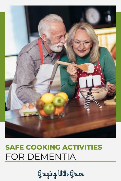 The onset of dementia doesn’t mean the end of cooking a good meal in the kitchen. There are lots of safe – but fun – cooking activities for dementia patients. Here are few of my favorites. Assisted Living Cooking Activities, Nursing Home Food Activities, Group Cooking Class Ideas, Cooking Demonstration Ideas, Activities Coordinator, Resident Activities, Memory Care Activities, Fun Food Ideas, Senior Living Activities