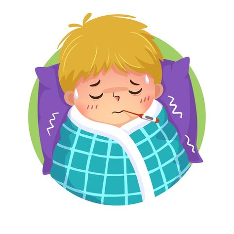 Cartoon boy having cold and fever with a... | Premium Vector #Freepik #vector #medical #cartoon #doctor #kids Cartoon Goldfish, Cartoon Dolphin, Fruit Costumes, Baby Medicine, Cartoon Building, Duck And Ducklings, Kids Feelings, Sick Boy, Children Hospital