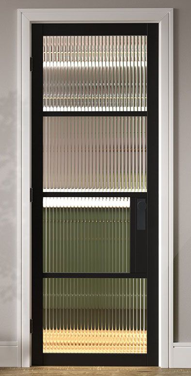 Modern Urban Industial Doors - Narrow Stile Black Doors - Fashionable Inustrial Style Doors - Soho Doors - Tribeca Doors - Industrial Pocket Doors, Industrial Glass Door, Industrial Interior Doors, Fluted Glass Door, Glass Internal Doors, Glass Bathroom Door, Aluminium Door Design, Amsterdam Interior, Glass Door Bathroom