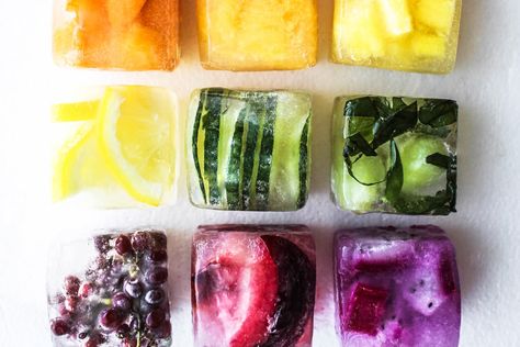 Colored Ice Cubes, Liquid Courage, Fancy Cocktails, Ice Cubes, Ice Cube, Fresh Rolls, A Rainbow, Watermelon, Rainbow