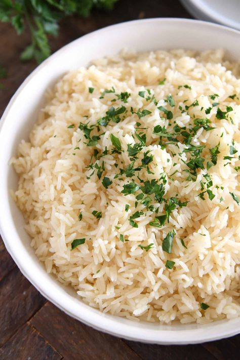 Garlic Butter Rice Buttered Rice Recipe Simple, Garlic Butter Rice In Rice Cooker, Season Rice Recipes, Garlic Butter Rice Recipes, Butter Rice Recipe, Best Rice Recipes, Easy Rice Side Dishes, Buttered Rice Recipe, Garlic Rice Recipes