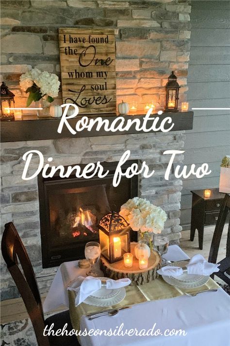 A romantic table for two is easy to pull together using candles, lanterns and flowers. Set up a card table with a pretty white table cloth in an unexpected place, such as in front of the fireplace, or outside. This is the perfect way to celebrate an anniversary, Valentine's Day, or any special occasion. How To Set A Romantic Table For Two, Romantic Dinner Decoration For Two Date Nights Table Settings, Dinner For Two Table Setting Romantic, Romantic Dinner At Home Decorations Table Settings Date Nights, Simple Candle Light Dinner At Home, Romantic Dinner Table Setting For Two At Home, Anniversary Dinner At Home Decoration, Anniversary Table Decorations At Home, Romantic Dinner Decoration At Home