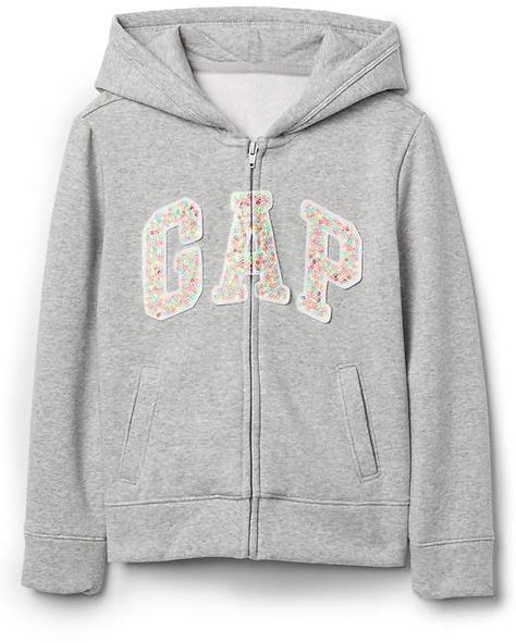 Sequin Logo Hoodie Sweatshirt Hoodie Gap, Gap Outfits, Gap Logo, Girls Overalls, Cable Knit Turtleneck Sweater, Gap Jacket, Gap Kids, Gap Denim, Baby Gap