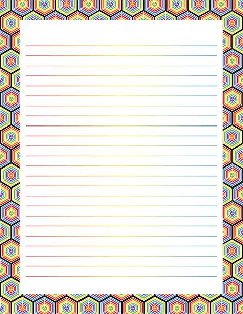 Printable Rainbow Geometric Stationery Notebook Paper Printable, Fancy Notebooks, Photo Frem, Free Printable Rainbow, Book Printables, Printable Lined Paper, Recreation Therapy, Writing Paper Printable Stationery, Free Printable Stationery