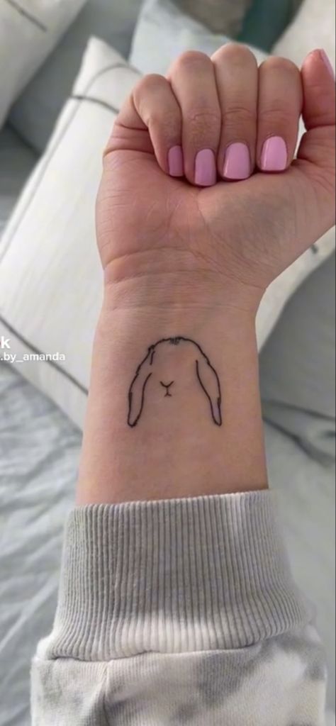 Simplistic Bunny Tattoo, Love Bunny Tattoo, Dog And Rabbit Tattoo, Floppy Eared Bunny Tattoo, Bunny Ear Tattoo Small, Dainty Rabbit Tattoo, Pet Memorial Tattoo Rabbit, Bunny Nose Tattoo, Bunny Paw Print Tattoo