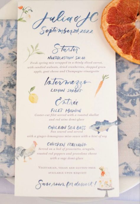 Watercolor Wedding Menu Card, Wedding Menu Italian, Italian Garden Wedding Invitation, Hand Drawn Menu Wedding, Watercolor Menu Wedding, Italian Inspired Wedding Invitations, Unique Wedding Menu Ideas, Italian Wedding Menu Ideas, Watercolor Menu Design