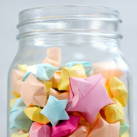 Origami Stars In A Jar, Stars In A Jar, Origami Aesthetic, Craft Factory, Creative Origami, Origami Envelope, Cute Origami, Diy Fan, Crafts Kids