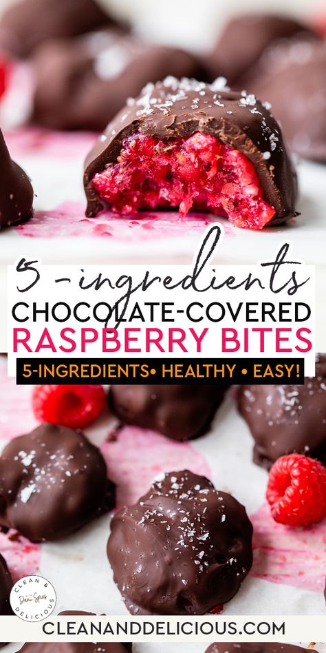 Raspberry Bites, Raspberry Desserts, Chocolate Bites, Raspberry Recipes, Healthy Sweet Treats, Chocolate Fruit, Healthy Sweets Recipes, Healthy Chocolate, 5 Ingredient