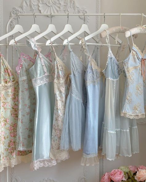 violette’s vintage lingerie. (@violettewears) • Instagram photos and videos Cute Pajamas, Princess Aesthetic, Clothes Rack, Vintage Lingerie, Dream Clothes, Blue Aesthetic, The Clothes, Girly Things, Pretty Dresses