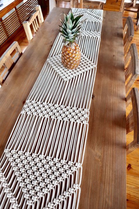 90+ Best Crochet Table Runner Pattern Ideas in 2024 #crochet #homedecor #decoration Simpul Makrame, Wedding Dining, Macrame Runner, Macrame Table, Macrame Table Runner, Crochet Table Runner Pattern, Macrame Knots Pattern, Macrame Wedding, Macrame Dress