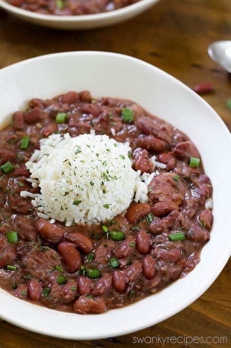 Red Beans and Rice - A southern classic that we've enjoyed for decades. If you love food from New Orleans, then you'll love this recipe from our family. Red Beans And Rice Recipe Crockpot, Red Beans And Rice Recipe Easy, Red Bean And Rice Recipe, Slow Cooker Ham Recipes, Slow Cooker Red Beans, Red Beans Recipe, Red Beans And Rice Recipe, Red Beans N Rice Recipe, New Orleans Recipes