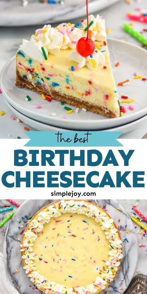 Cake Batter Cheesecake, Birthday Cake Cheesecake, Cheesecake Base, Birthday Cheesecake, Cookies And Cream Cake, Birthday Desserts, Cheesecake Desserts, Cake Tasting, Quick Desserts