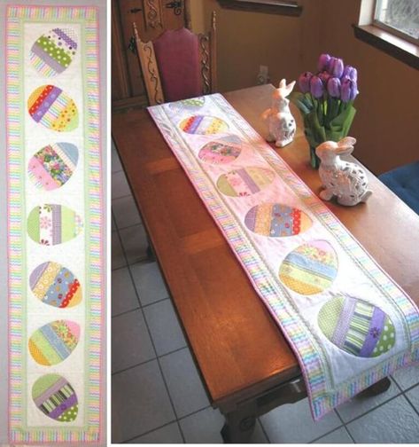 Easter Table Runner Pattern, Easter Egg Table Runner, Easter Table Runner, Christmas Table Runner Pattern, Easter Table Runners, Spring Table Runner, Runner Pattern, Bunny Quilt, Easter Pillows