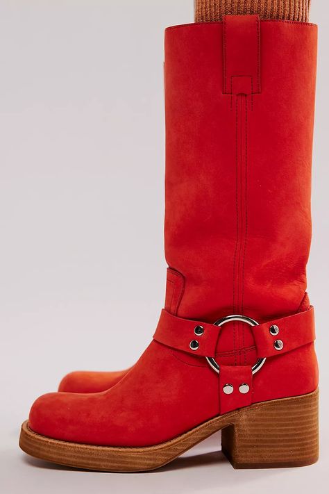 Kira Harness Boots | Free People Harness Boots, Shoe Inspo, Chunky Block Heels, Oui Oui, Cool Boots, Dream Shoes, Shoe Obsession, New Wardrobe, Tall Boots