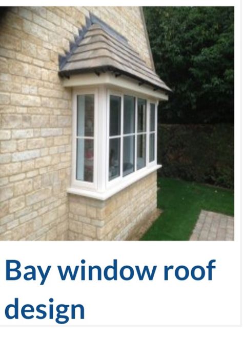 Hipped roof bay window Bay Window Roofing Ideas, Bay Window Roof, Metal Roof Over Bay Window, Bay Window Elevation, Boxed Bay Window Exterior, Bay Window Copper Roof, Bay Window Exterior, Roofing Felt, Bungalow Renovation