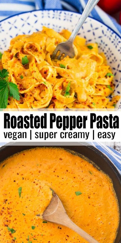 Paprika Pasta, Resep Sandwich, Resep Pasta, Roasted Red Pepper Pasta, Red Pepper Pasta, Bell Pepper Recipes, Pepper Pasta, Vegan Roast, Vegan Pasta Recipes