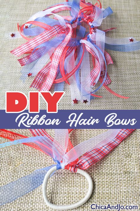 Make ribbon embellished hair elastic bows | Chica and Jo Hair Ribbons Diy, Diy Hair Elastics, Softball Hair Bows, Hair Bow Instructions, Ribbon Hair Ties, Hair Ties Diy, Bows Diy Ribbon, Crochet Hair Accessories, Elastic Ribbon