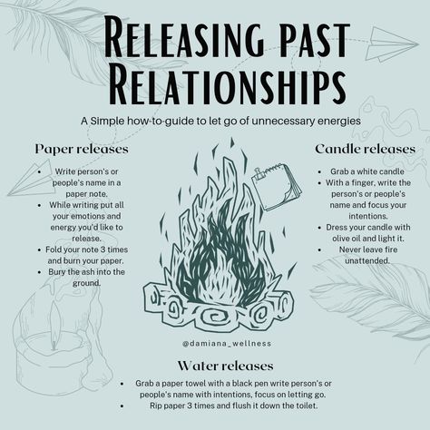 A beginner-friendly witchy pin on how to let go of unnecessary energies.

You are seeking to reclaim your power. One of the essential steps is realizing how much of your power you have given up to the hurt of the past and your fears of the future. Spell To Release Someone, Releasing The Past Spell, Ritual For Letting Go, Spell For Letting Go Of The Past, Spell To Let Go Of The Past, How To Release Someone From Your Life, Spell To Let Go Of Someone, Release The Past Spell, Reclaim My Power