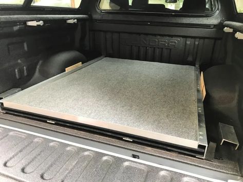 10 Free DIY Truck Bed Slide Plans | Slide out Storage Drawers Truck Topper Storage, Truck Bed Tool Storage, Truck Bed Slide Out Diy, Truck Bed Storage Diy, Diy Truck Bed Slide, Truck Bed Storage Drawers, Truck Bed Box, Pickup Truck Bed Covers, L200 4x4