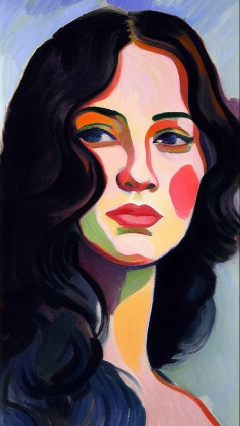 Jessica Miller Paintings, Painting People Easy, Portrait Painting Ideas Easy, Gouache Self Portrait, Face Painting Reference, Guache Portrait Paintings, Self Portrait Ideas Art, Abstract Self Portrait Ideas, Simple Portrait Painting