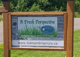 Business lawn sign . . . on a budget - A Fresh Perspective DIY Diy Outdoor Signs Business, Interior Decorating Business, Room Logo, Deck Cleaner, Business Signs Outdoor, Decorating Business, Solar Post Caps, Diy Lawn, Business Slogans