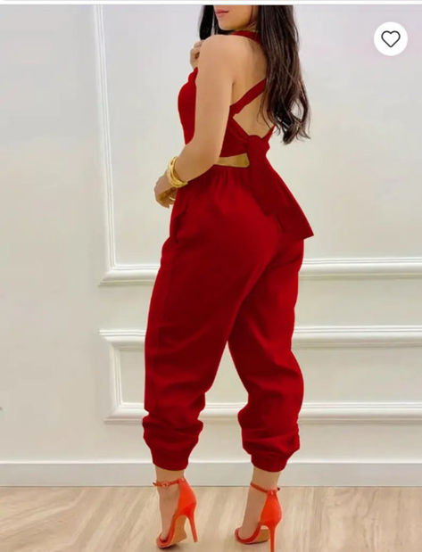 Chic Jumpsuit, Pocket Jumpsuit, Jumpsuit For Women, Confident Style, Sleeveless Outfit, Casual Wear Women, Backless Jumpsuit, Womens Fall Dress, Red Jumpsuit