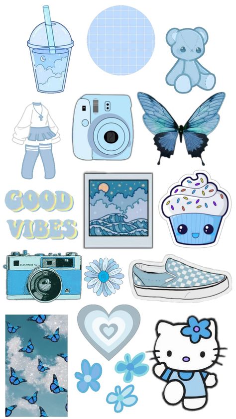 Blue aesthetic stickers Vintage Aesthetic Stickers Printables, Blue Scrapbook, Capas Samsung, Sticker Design Inspiration, Scrapbook Printing, Cute Laptop Stickers, Iphone Case Stickers, Scrapbook Stickers Printable, Book Art Diy