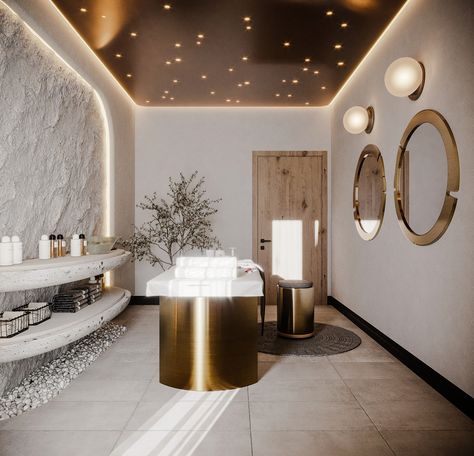 Massage Center Interior Design, Salon Layout, Luxury Spa Design, Massage Room Design, Dubai Hills, Spa Bed, Room Work, Spa Room Decor, Spa Interior Design